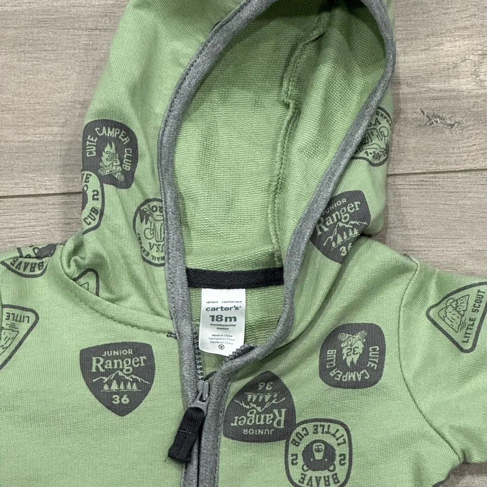 Carters 18 Mo Months 1 Piece Baby Long Sleeve Onesie Bodysuit Olive Green Jumper
